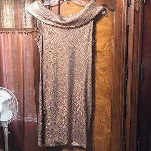 ASOS bronze sequin bodycon dress with collar